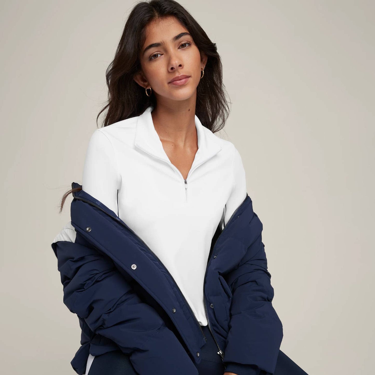 Form-fitting sports zipper golf and tennis top