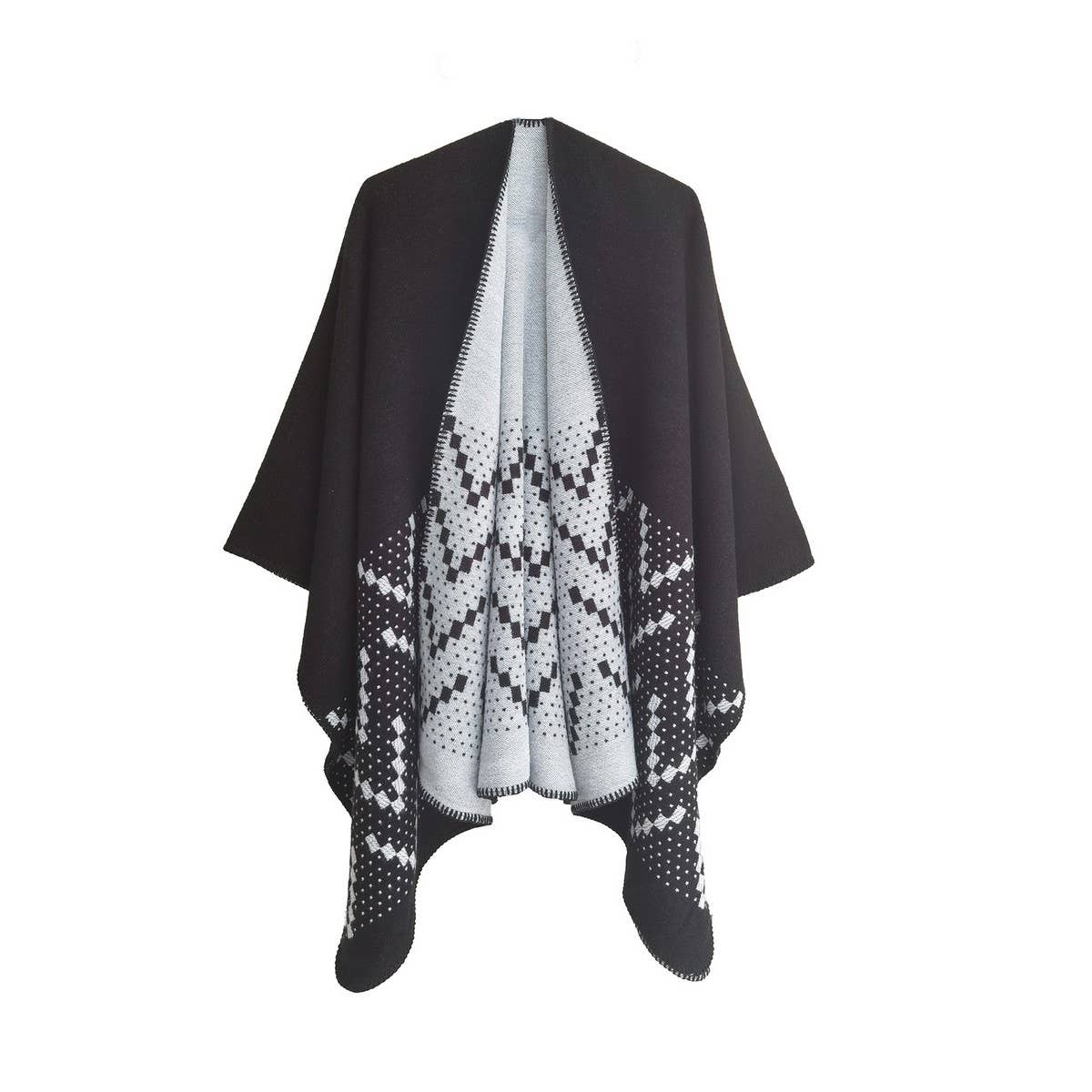 WOMEN COLOR MATCH WRAPPED CARDIGAN SHAWL
