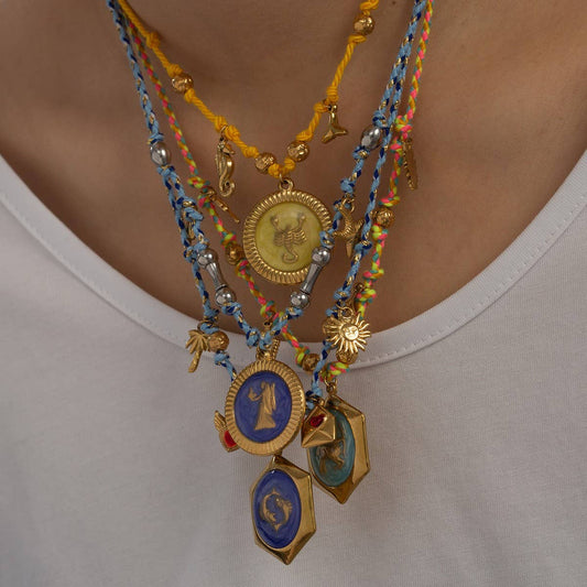 Handmade Zodiac Necklace with Enamel Charms