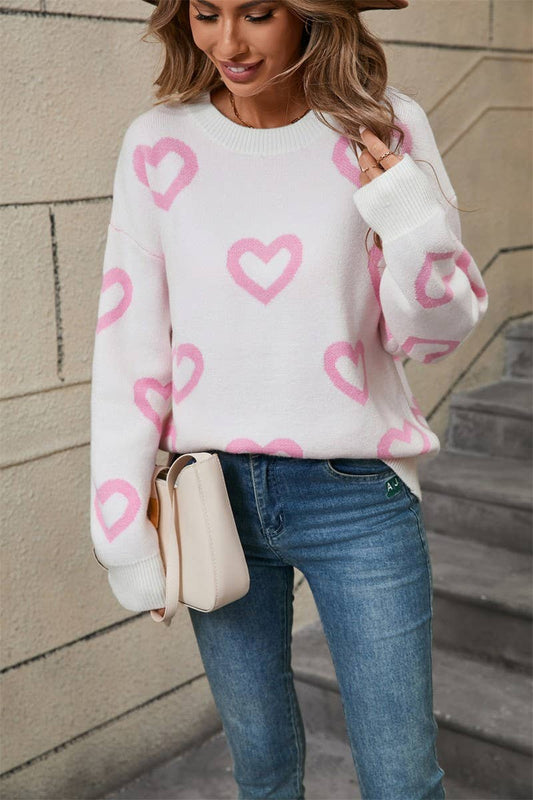 CWOSWL5788_JACQUARD HEART VALENTINE'S DAY CREW NECK SWEATER