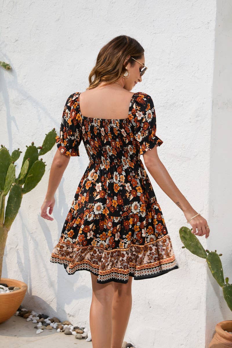 CWDSD4009_PRINT WAIST DRESS BOHO SHORT DRESS