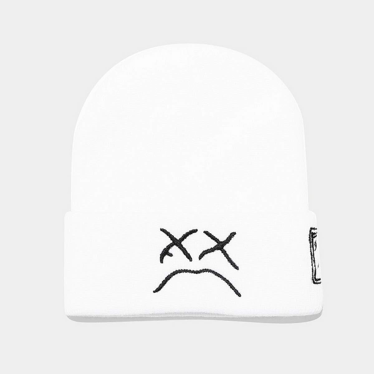 CRYING FACE EMBROIDERED KNITTED HAT_CWAH1583