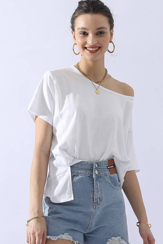 CWTTS691_LOOSE FIT ROUND NECK SHORT SLEEVE T SHIRT TOP