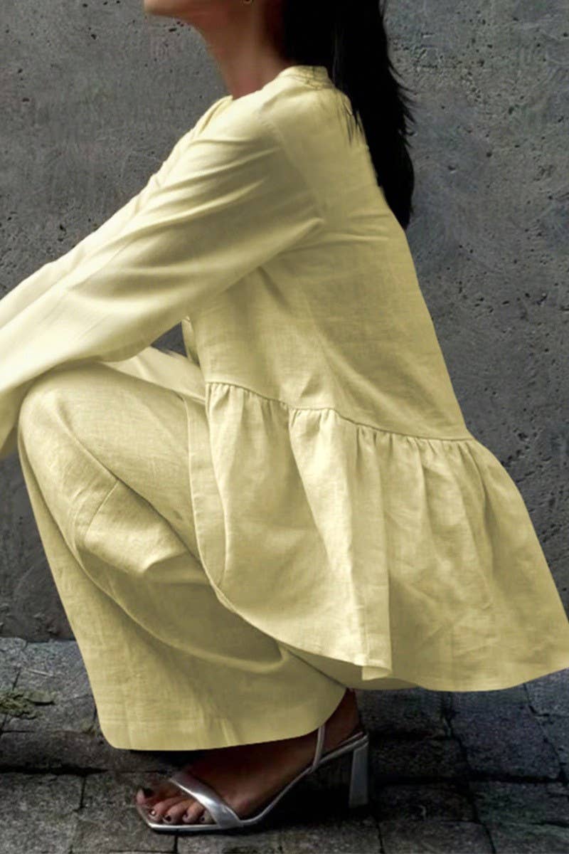 CWSTB00448_CASUAL LONG SLEEVE TEE AND STRAIGHT PANTS SET