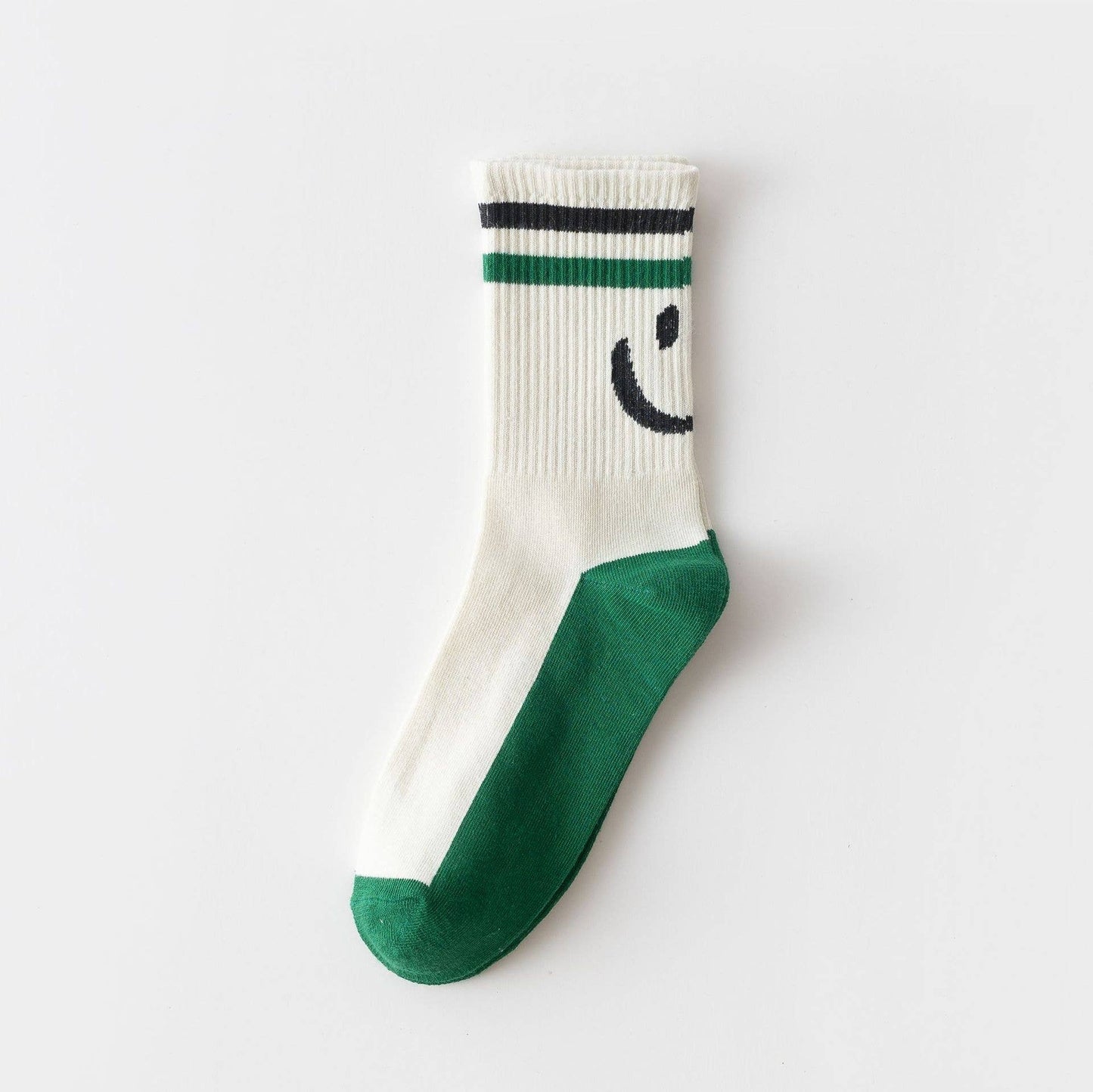 Alphabet Smiley Pattern Crew Socks For Womens_CWMS0906