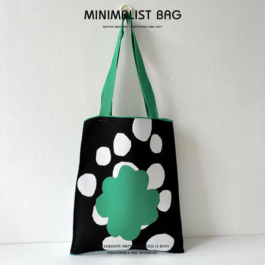 Niche cute panda knitted single-shoulder bag