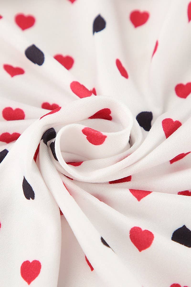 CWSPJ0381_KNITTED HEART PRINT PAJAMAS TWO-PIECE SET