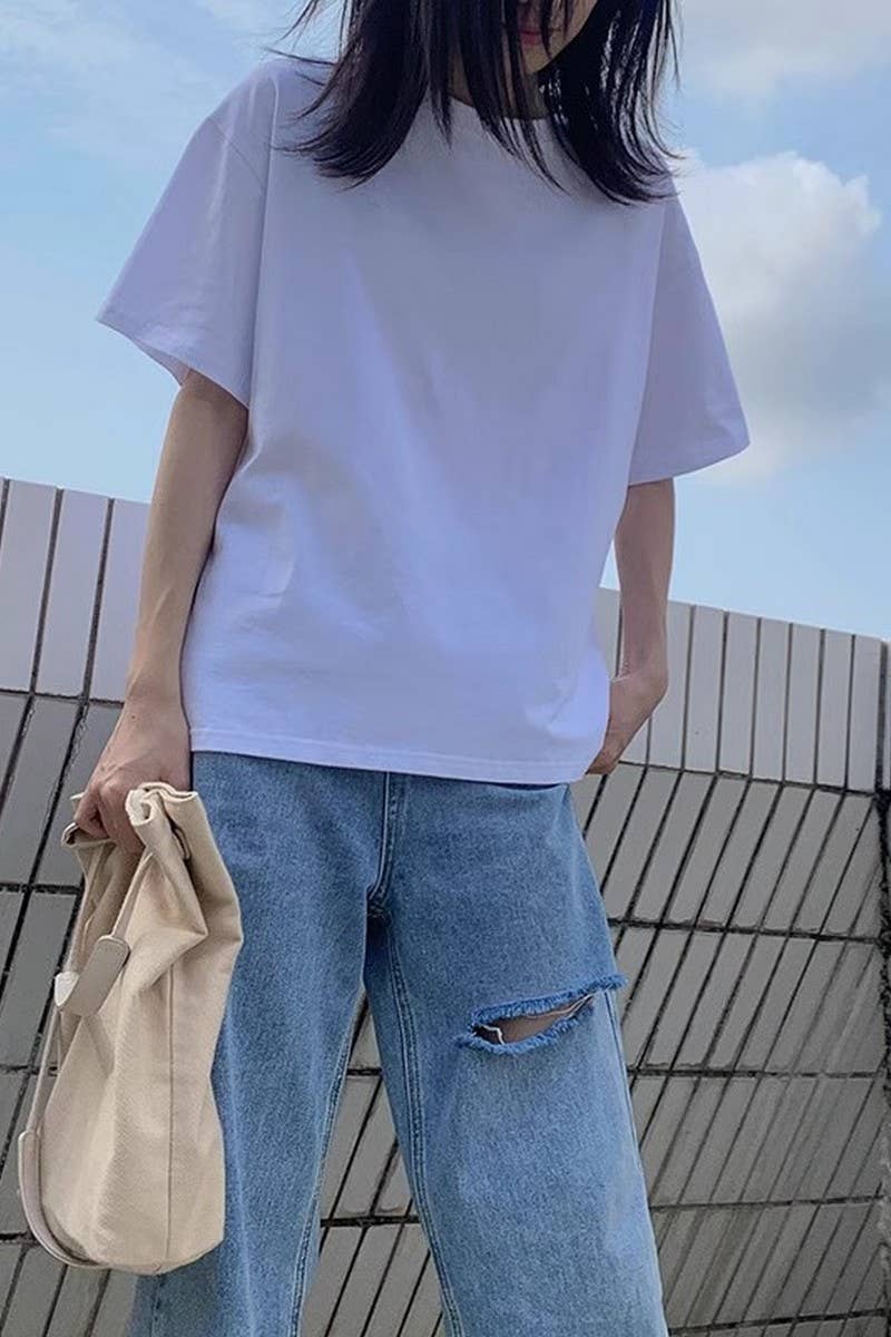 CWTTS0973_SOLID COLOR CASUAL T SHIRT