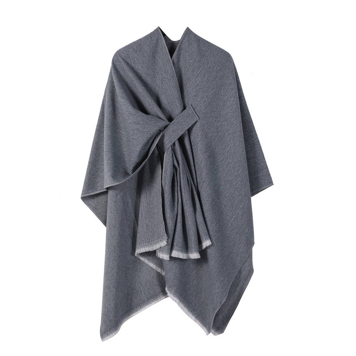 SOLID COLOR FASHIONABLE KNITTED SHAWL CAPE_CWASC2128