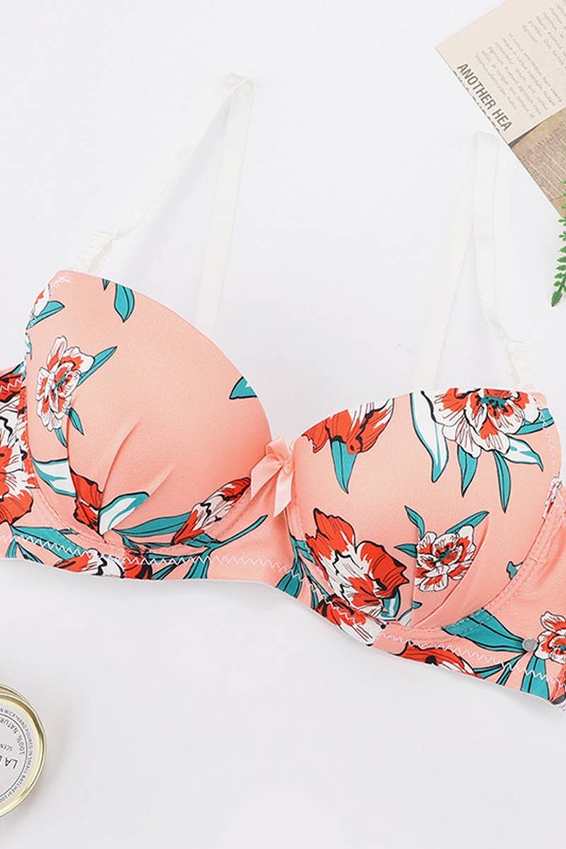 CWMW00142_PRINTED UNDERWIRE PUSH UP BRA PANTY SET