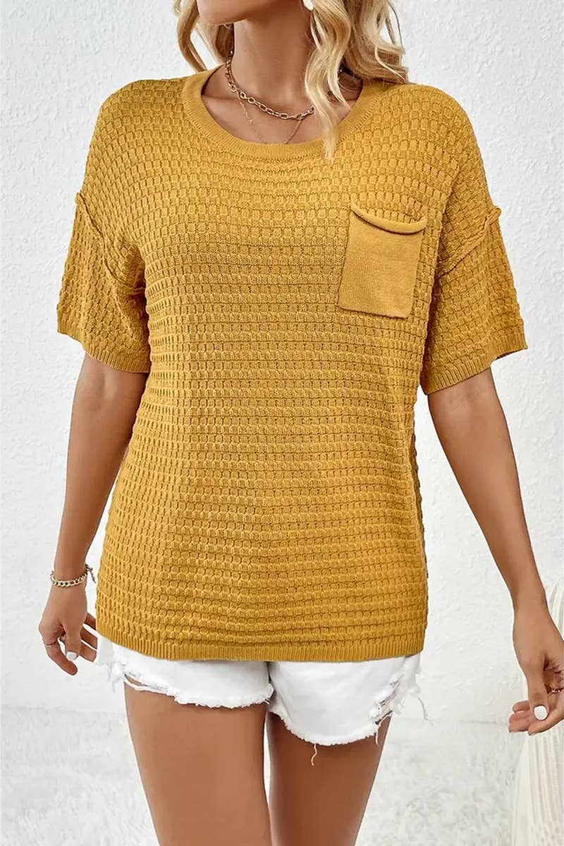 CWTTS1305_NEW SPRING AND SUMMER HOME SOLID COLOR SWEATERS