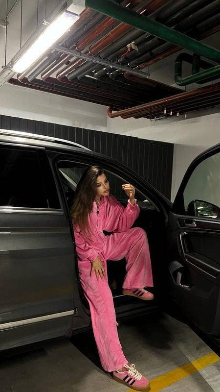 Casual velvet zipper hooded wide-leg pants set