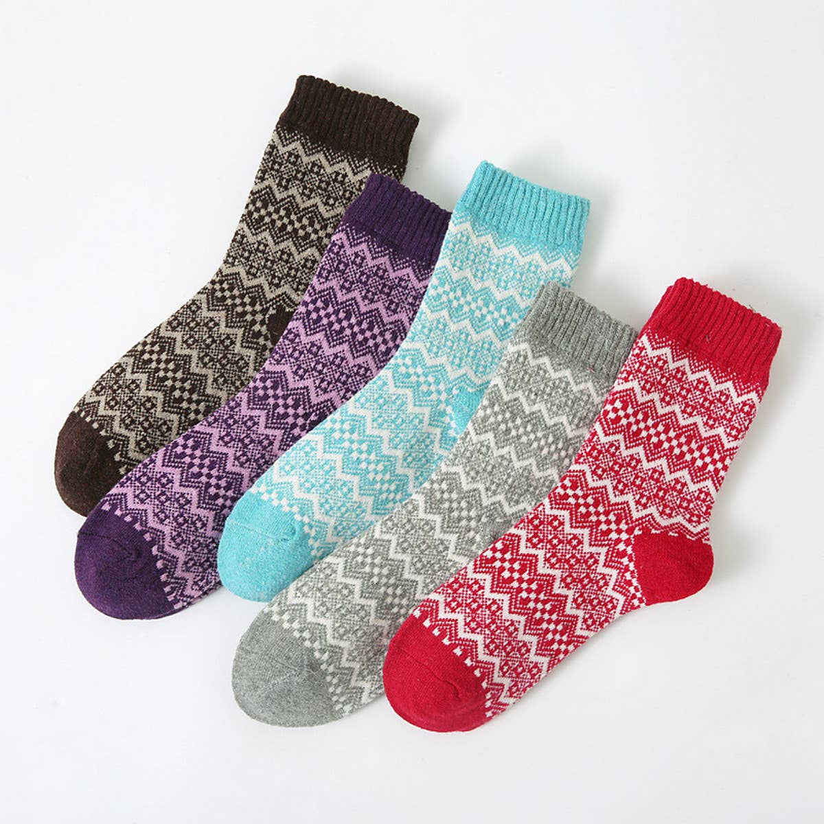 5 PAIRS PER PACK THICKENED PLAID SOCKS_CWMS0692