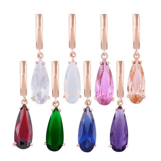 ZIRCON JEWELRY ROSE GOLD WATER DROP EARRINGS_CWAJE1017