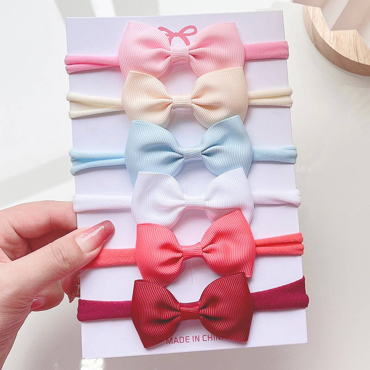 Kids Bow Headband Set ? Elastic Nylon No Marks