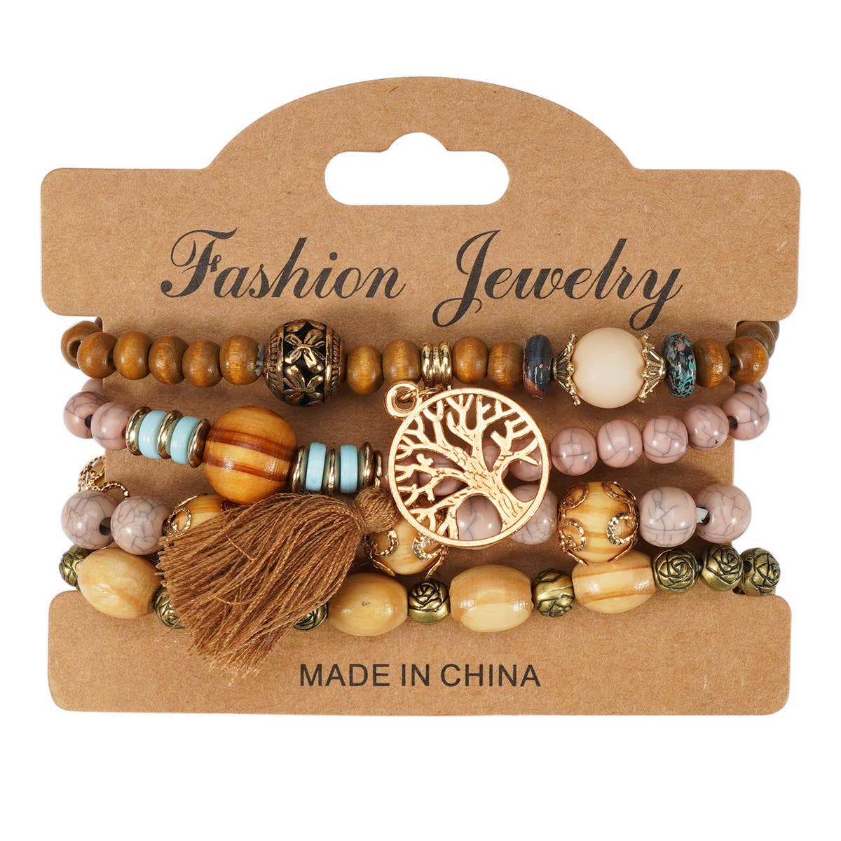 ROSE HANDMADE WOODEN BEAD BRACELET