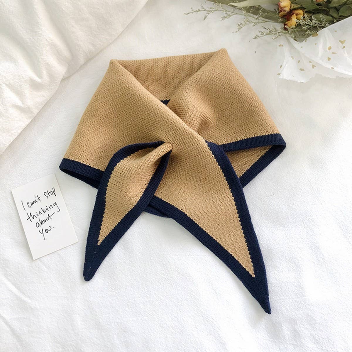 Knit Triangle Scarf for Women’s Winter Neck Wrap