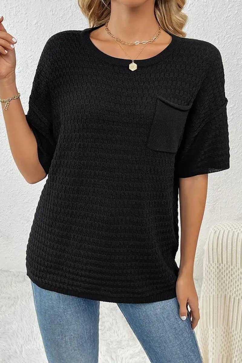 CWTTS1305_NEW SPRING AND SUMMER HOME SOLID COLOR SWEATERS