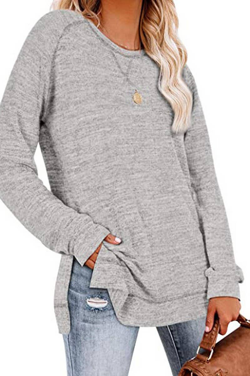 CWTTL1652_Round neck Long Sleeve Pullover Top