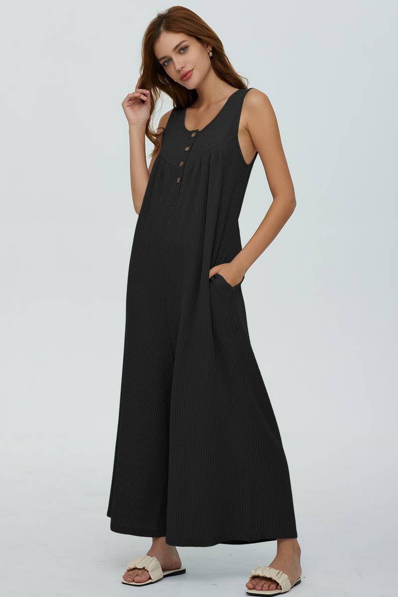 CWSJS0720_SOLID COLOR CASUAL LOOSE POCKET JUMPSUIT