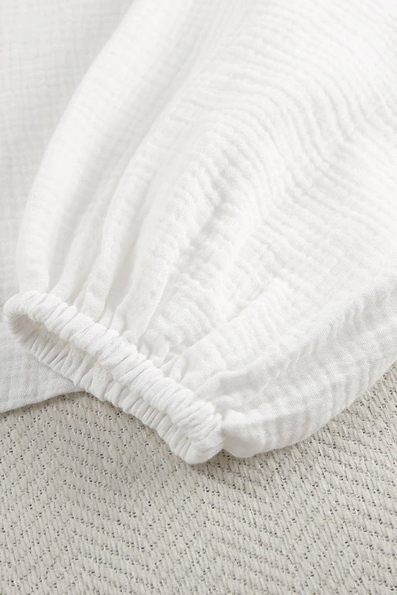 CWSPJ0095_LOOSE LACE UP LONG SLEEVED PANTS PAJAMAS SET