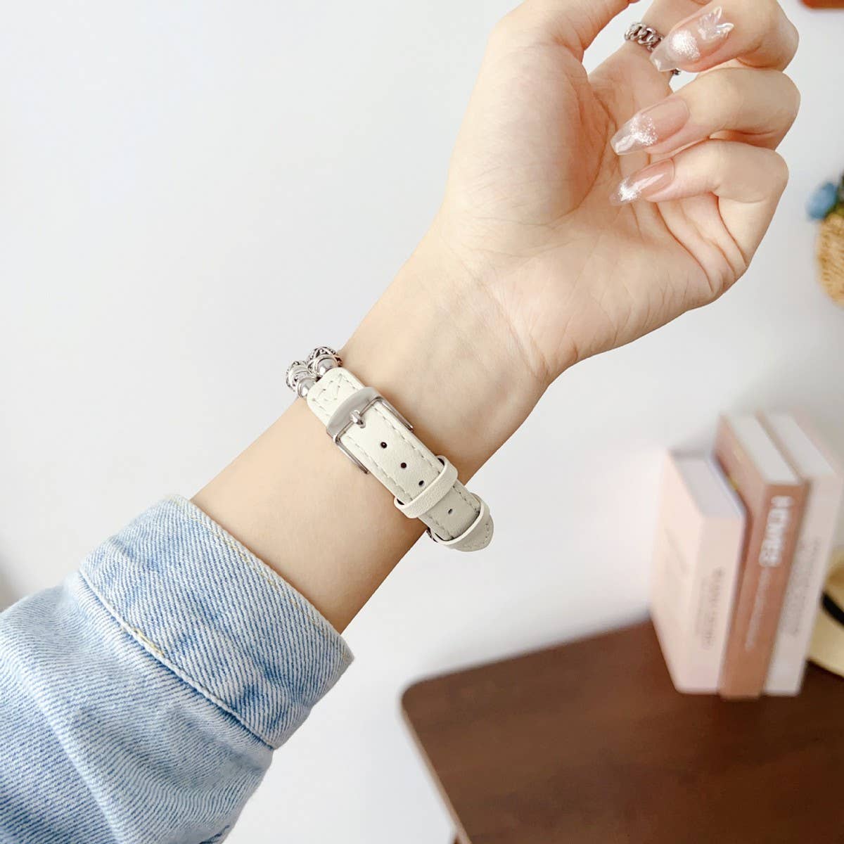 IWATCH8-1 SE TIBETAN SILVER GENUINE LEATHER STRAP