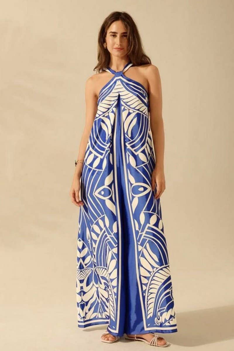 CWBLP2033_FLORAL HALTER SLEEVELESS WIDE LEG PANTS