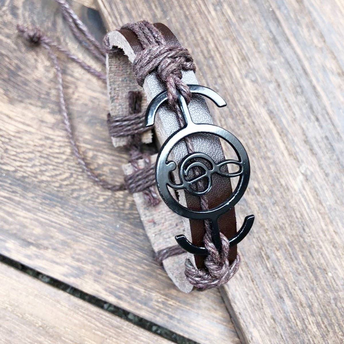 NEW MUSICAL NOTE BRAIDED LEATHER BRACELET