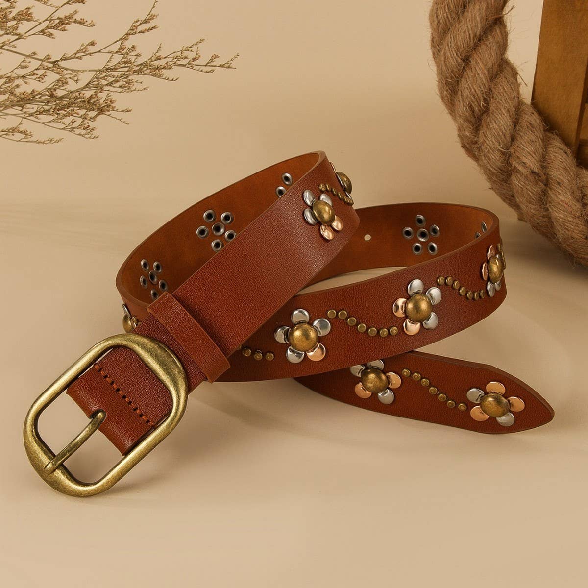 PUNK STREET FASHION RIVET METAL HARDWARE BELT_CWMM3934