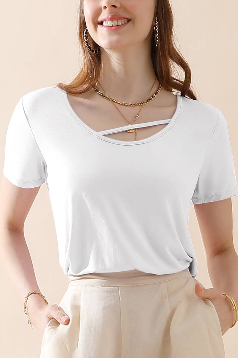 CWTTS682_ROUND NECK SOFT MODAL SHORT SLEEVE T SHIRT TOP
