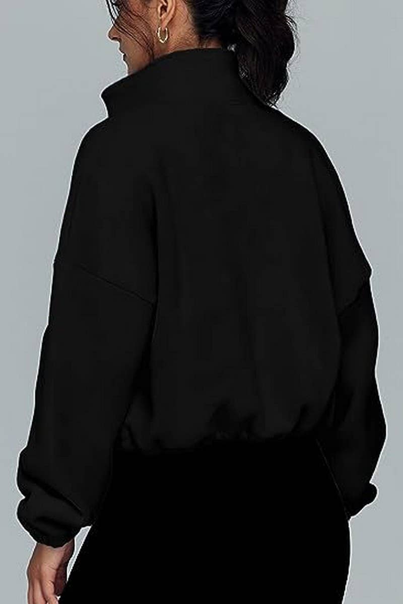 CWOCO00163_ZIPPER STAND COLLAR SPORTS SWEATSHIRT COAT