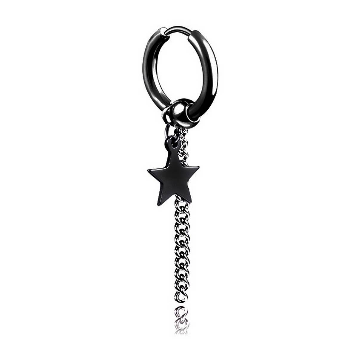 NEW FEATHER SINGLE BLACK CHAIN EARRING
