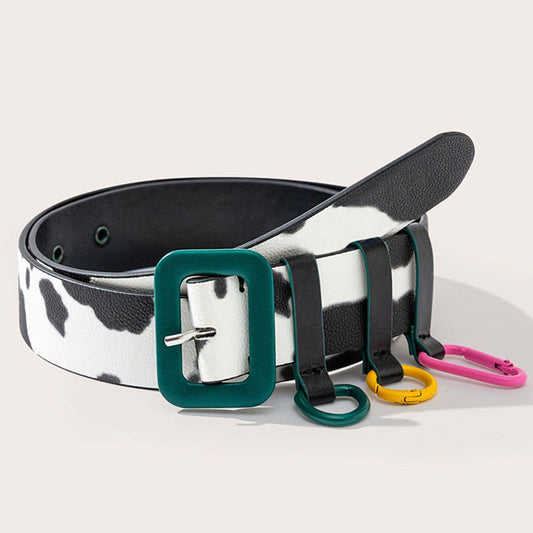 High-end and fun cow print belt