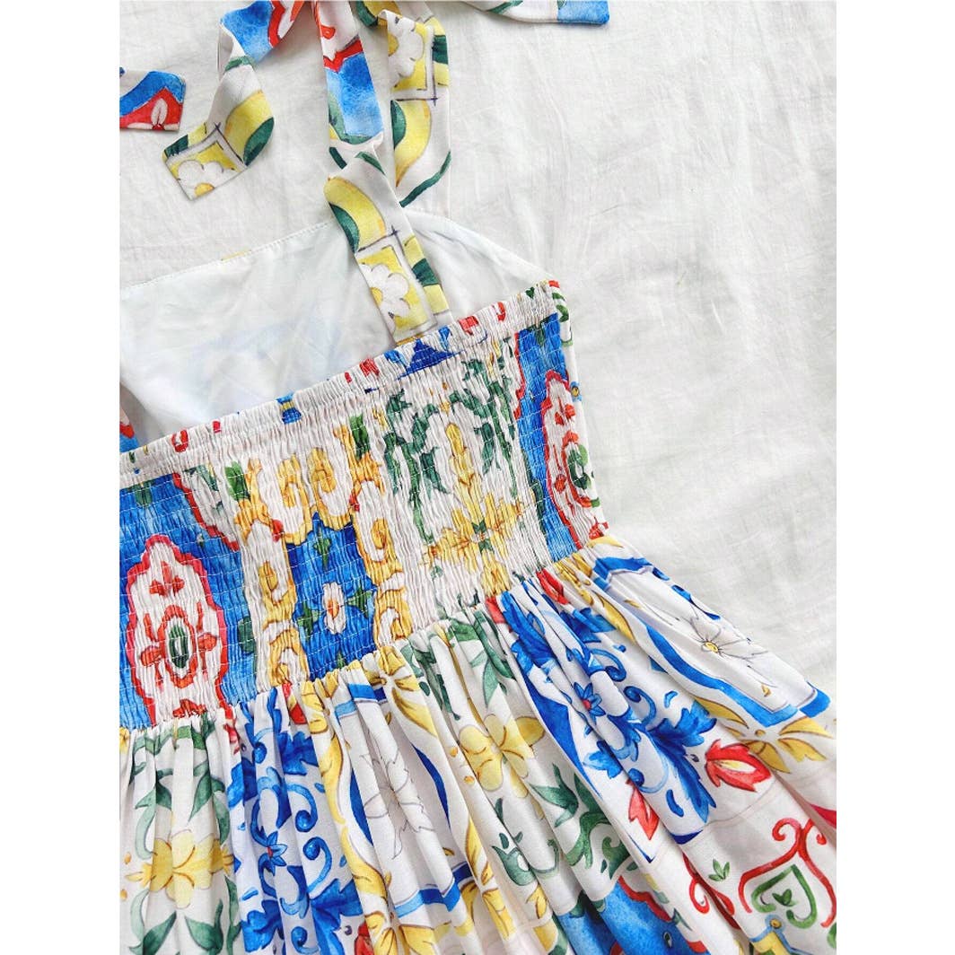 Brightly colored Sicilian style dress