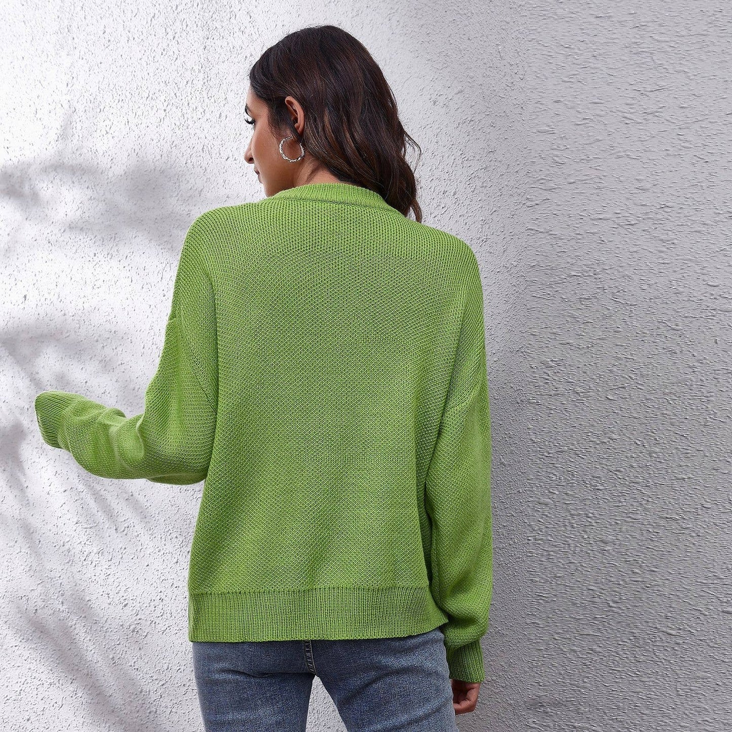 Cartoon jacquard sweater women's loose knit