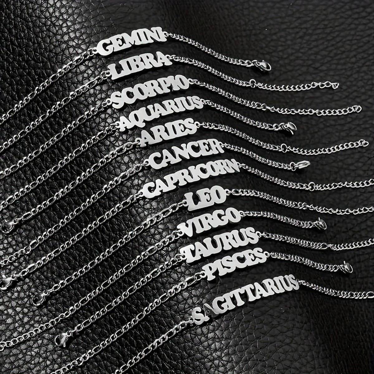 NEW STAINLESS STEEL ZODIAC PENDANT BRACELET_CWMM2716