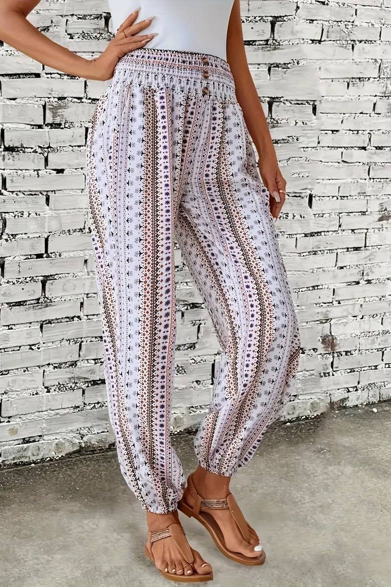 CWBLP2069_BOHO PRINT ELASTIC WAIST DRAPED JOGGER PANTS