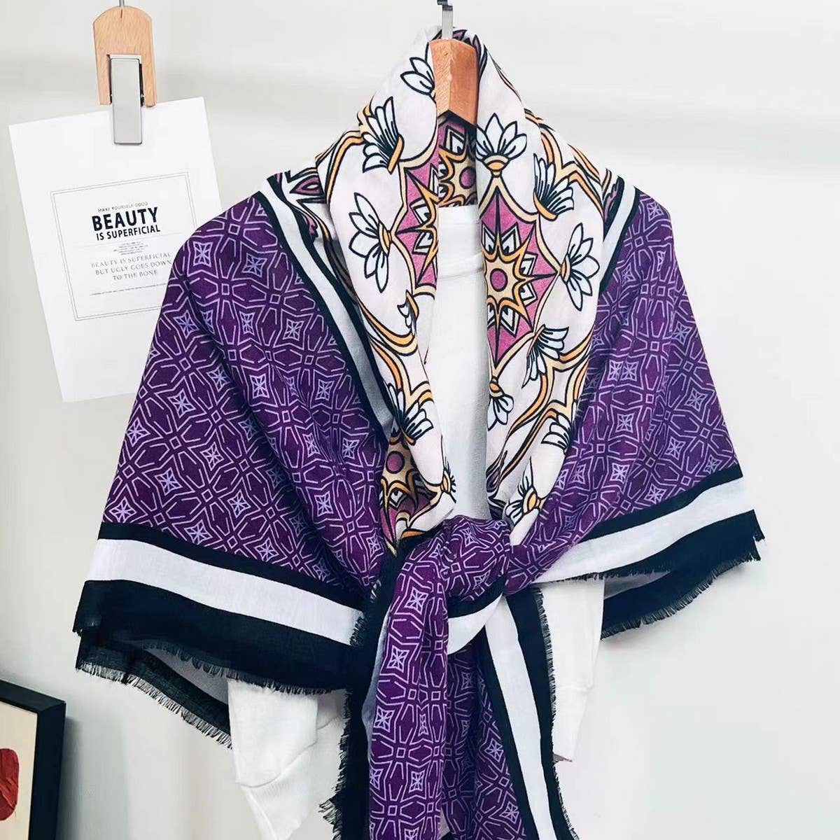 Geometric Commuter Scarf ? Large Lightweight Wrap
