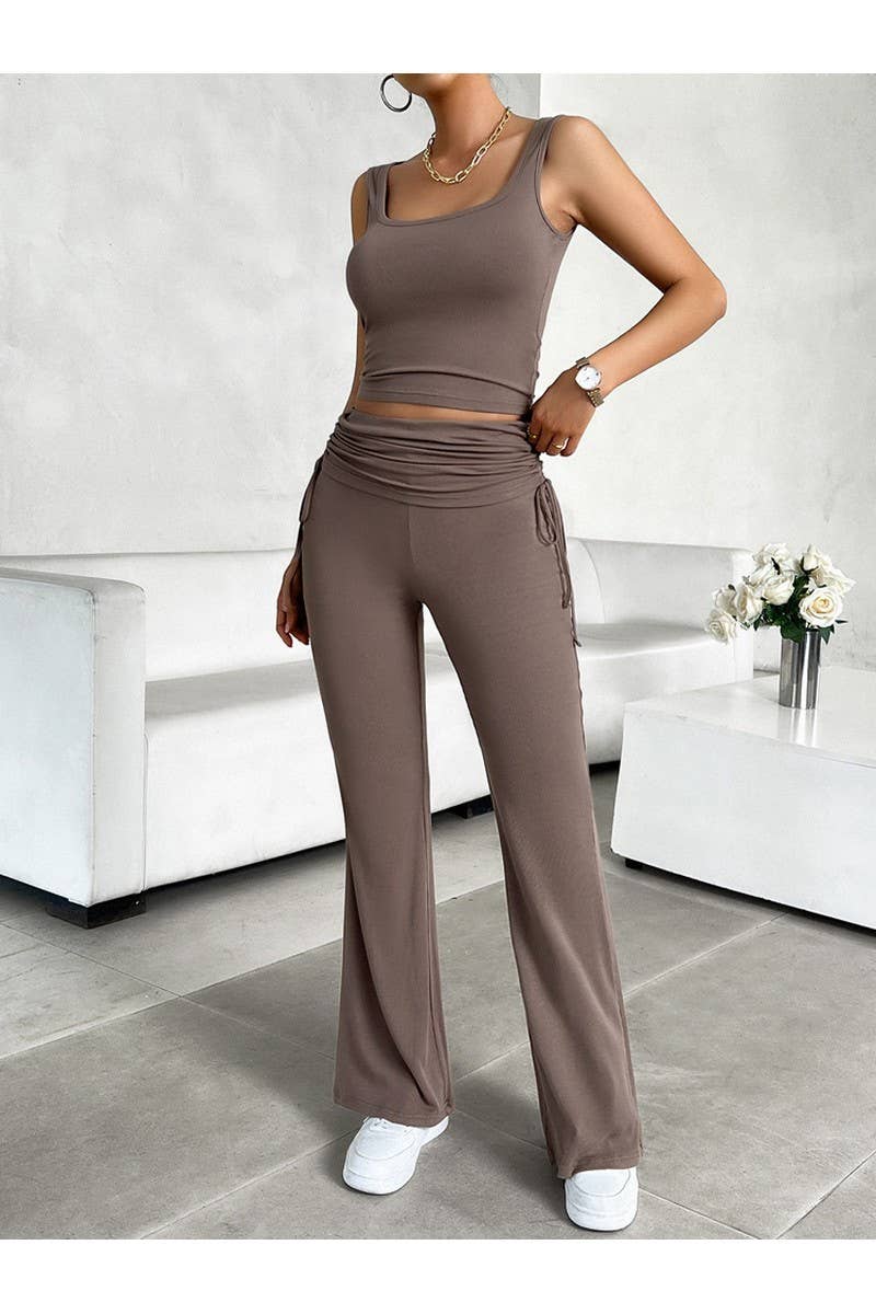 CWSTB0670_SOLID COLOR TANK AND PANTS CASUAL SET