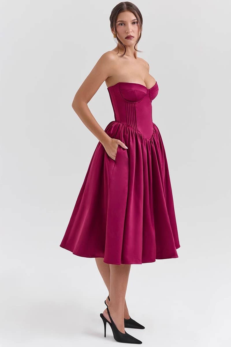 CWDTD0469_STRAPLESS SEXY BACKLESS MIDI DRESS