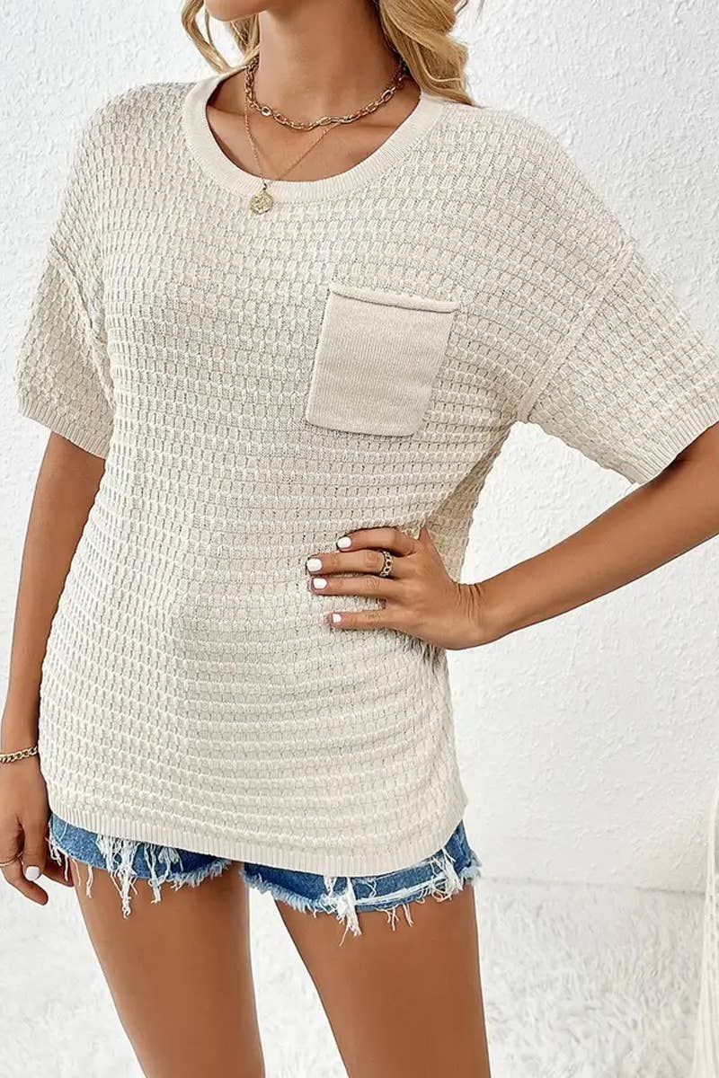 CWTTS1305_NEW SPRING AND SUMMER HOME SOLID COLOR SWEATERS