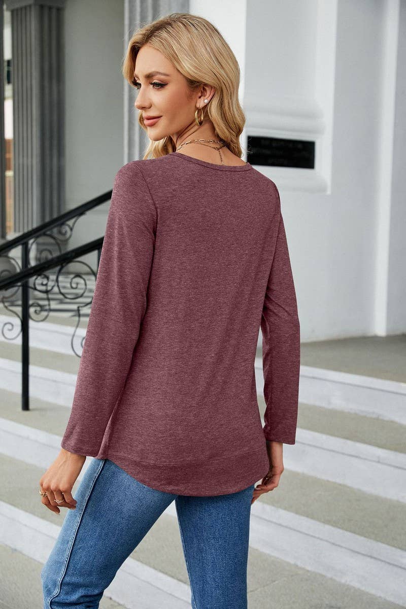 CWTTL1651_Round neck Long Sleeve Pullover Top