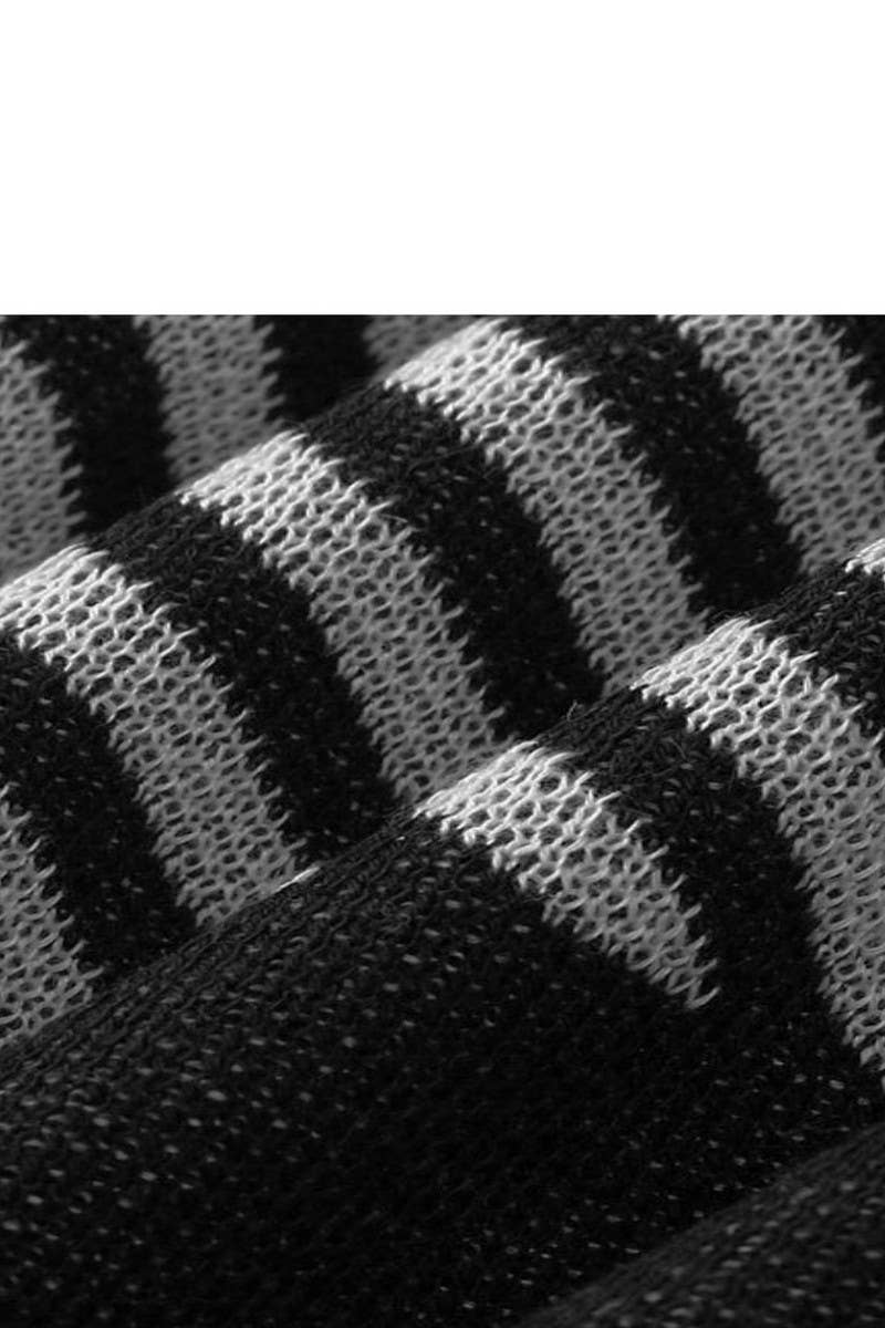 Cotton fine yarn matching plaid round neck loose knit