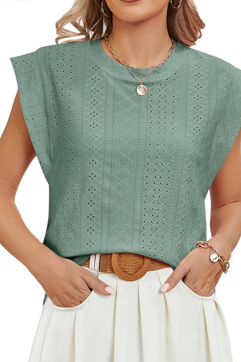 CWTBLS0861_ROUND NECK RAGLAN SLEEVE SOLID COLOR CASUAL TOP