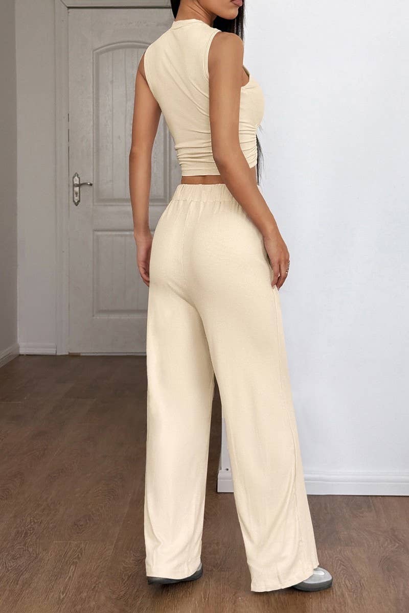 CWSTB2102_SOLID TANK TOP AND PANTS LOUNGE SET