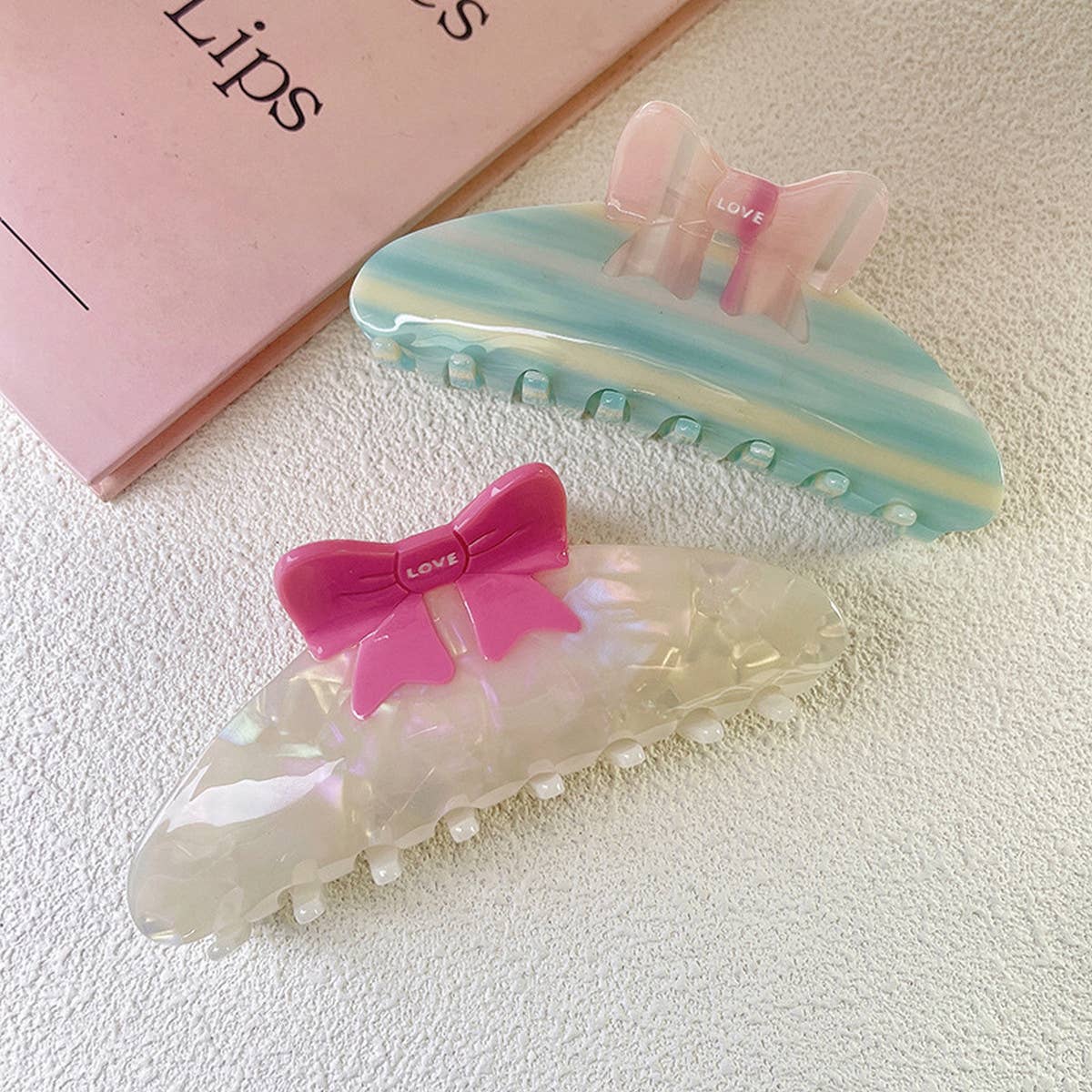 Colorblock Bow Acetate Hair Claw, Sweet Chic Clip_CWAHA1341