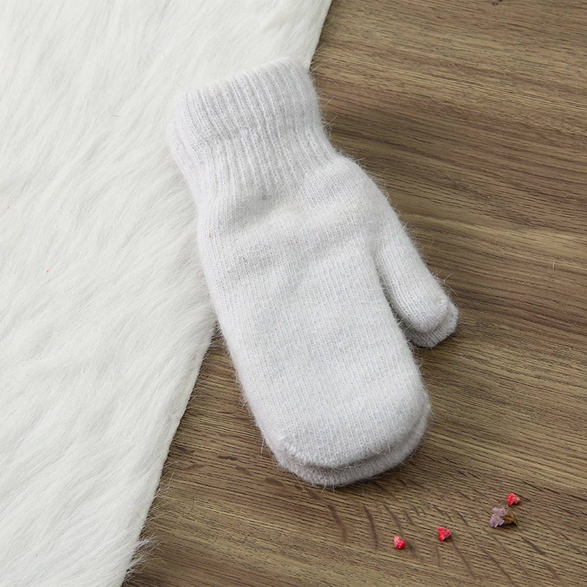 WOMEN'S SOLID COLOR RABBIT FUR FULL FINGER GLOVES_CWAG00592