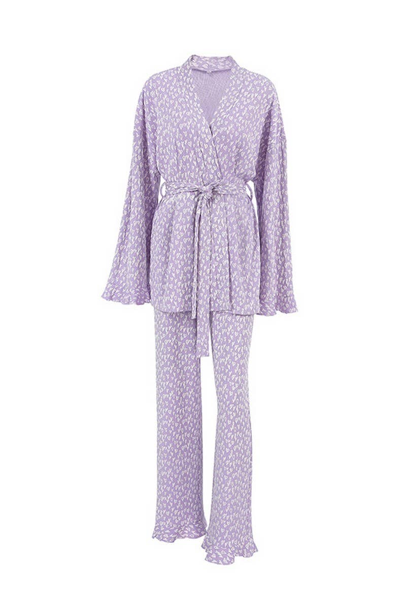 CWSBSL0143_SPRING NEW PURPLE SOFT PAJAMAS TWO-PIECE SET