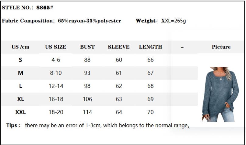 CWTBLL3197_SQUARE NECK RIBBED BRUSHED CASUAL LONG SLEEVE TOP