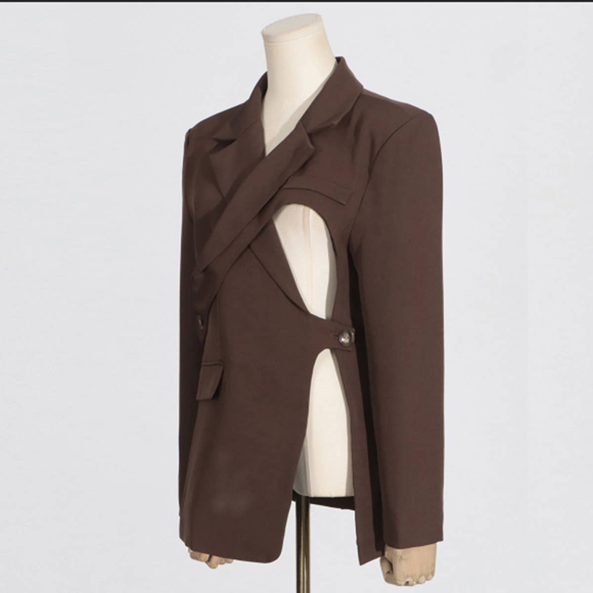 Chic Hollow-Out Waist Blazer with Belted Design_CWOCO1240